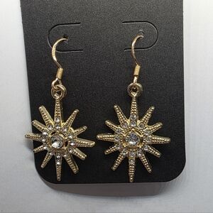 Gold‎ Plated Starburst Rhinestone Earrings Handmade Hypoallergenic BUNDLE & Save